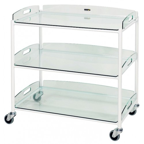 Dressing Trolley, 3 Glass Effect Safety Trays CODE:-MMTRO006 Dressing Trolley, 3 Glass Effect Safety Trays CODE:-MMTRO006
